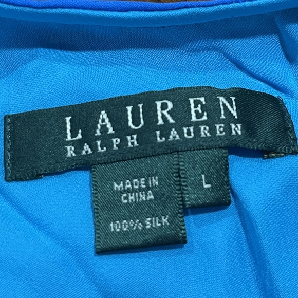 NWT Lauren Ralph Lauren Vintage Y2K Womens Blue 100% Silk Midi Skirt Size Large - Picture 5 of 5